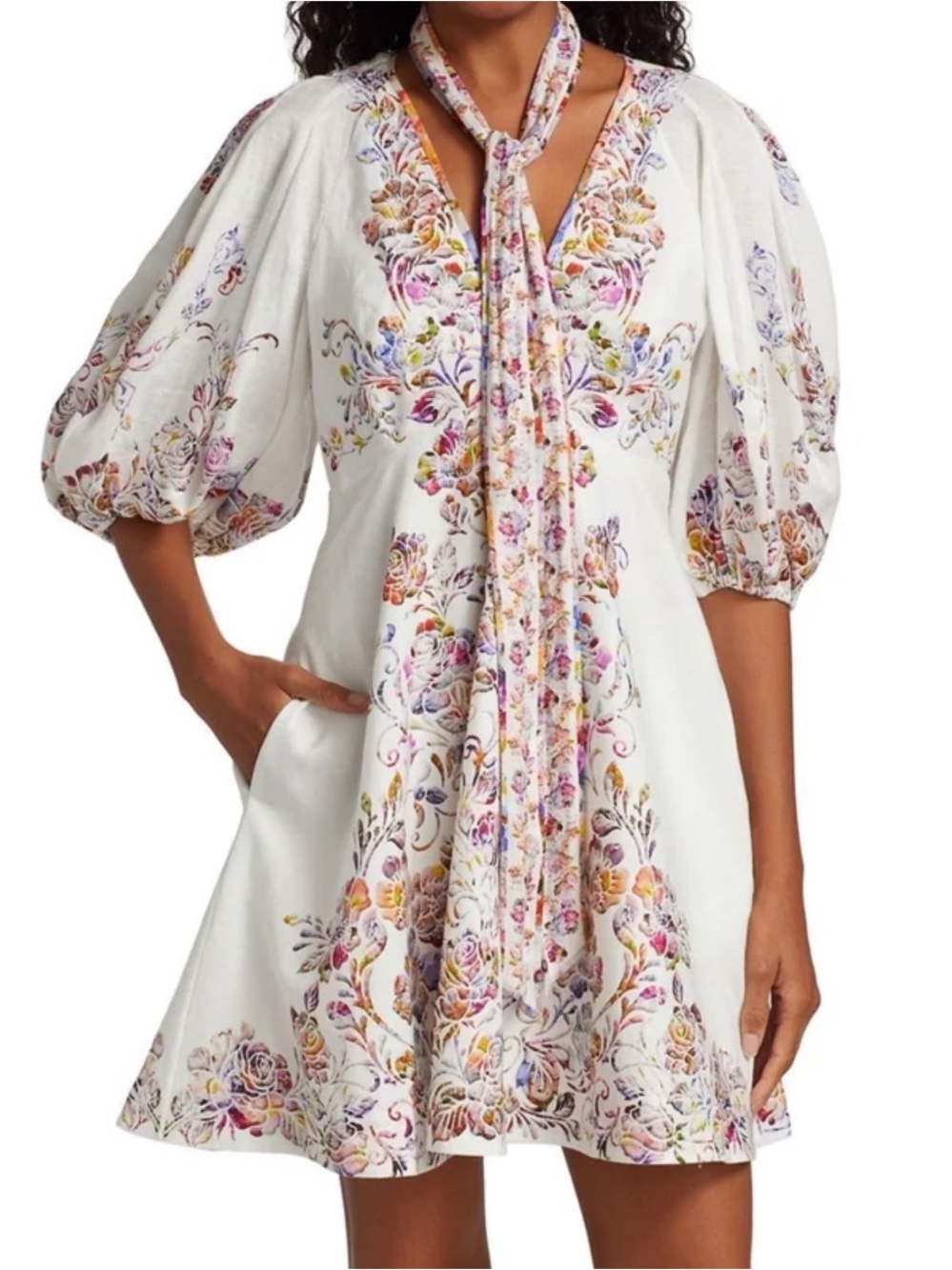 Zimmerman Prima Day Puff-Sleeve Mini Dress
